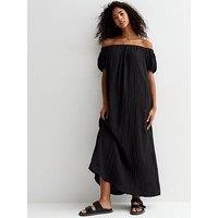 New Look Black Crinkle Bardot Maxi Dress