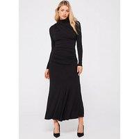 V By Very High Neck Draped Jersey Midaxi Dress - Black