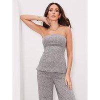 Michelle Keegan Bandeau 3 Piece Textured Top - Grey