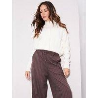 Michelle Keegan Premium Knitted Full Zip Through Jumper - Cream