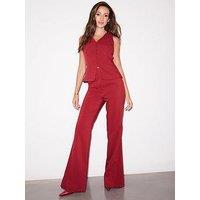 Michelle Keegan 3 Piece Co-Ord Long Length Flared Leg Trousers - Red