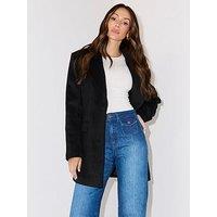 Michelle Keegan Faux Wool Oversized Blazer - Black