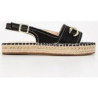 Raid Evony Slingback Espadrille Flat Sandal - Black Denim