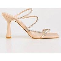 Raid Seanna Embellished Strappy Heeled Mule - Nude