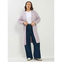 Yours Curve Stripe Space Dyed Cardigan - Purple