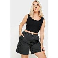 Yours Curve Woven Cargo Short Black