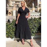 Ax Paris Twist Front Maxi Smock Dress - Black