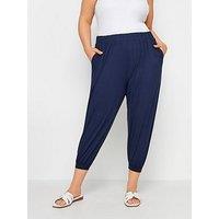 Yours Curve Jersey Crop Harem Navy