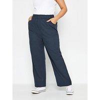 Yours Curve Cool Cotton Wide Leg Navy