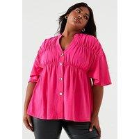 Ax Paris Curve Pink Smock Blouse