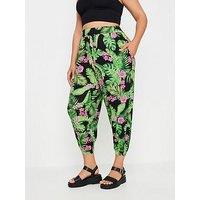 Yours Curve Crop Harem Trousers - Black