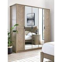 Very Home Chevry 5 Door Mirrored Wardrobe - Grey Oak