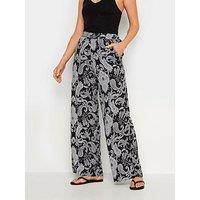 Long Tall Sally Paisley Wide Leg Trouser 36" - Black