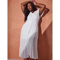 Yours Curve Dobby Lurex Maxi Dress - White