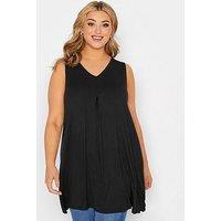 Yours Curve Pleat Swing Vest Black