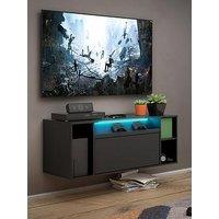 Very Home Dylan Wall Mounted Media/Gaming Unit With Led Lighting - Black