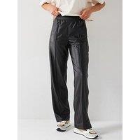 Hugo Hileda Faux Leather Pant With Side Poppers - Black