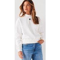 Hugo Daxandria Crew Neck Stacked Logo Sweatshirt - White