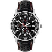 Sekonda Midnight Black Perforated Leather Strap Chronograph Watch