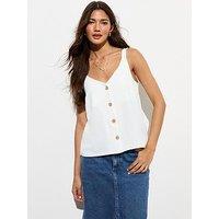 New Look Button-Through Cami Top - White