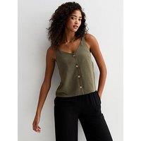 New Look Khaki Button-Through Cami Top