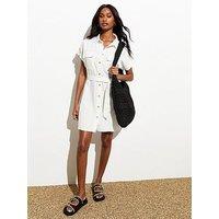 New Look Belted Utility Mini Shirt Dress - Off White