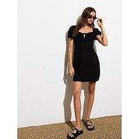 New Look Black Mini Milkmaid Dress