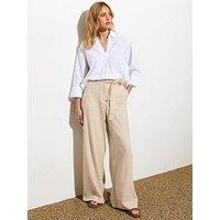 New Look Stone Belted Wide Leg Pocket Trousers