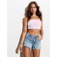 New Look White Strappy Sequin Crop Top