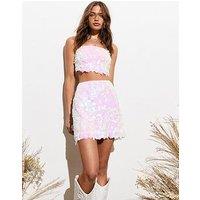 New Look White Sequin Mini Skirt