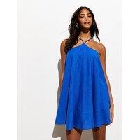 New Look Blue Halter Strappy Mini Dress