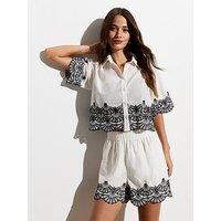 New Look White Embroidered Boxy Cotton Shirt