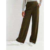 Everyday Pull On Smart Wide Leg Trouser - Khaki