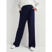 Everyday Pull On Smart Wide Leg Trouser - Navy