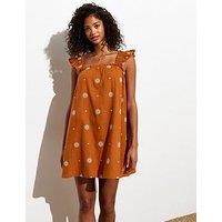 New Look Brown Frill-Strap Floral Mini Dress