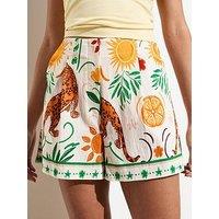 New Look White Lemon Tiger Fruit Print Shorts