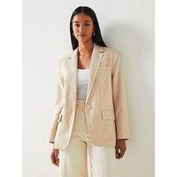 Mango Linen Mix Straight Design Long Sleeve Blazer