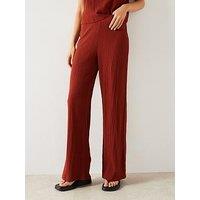 Mango Flowy Textured Fabric Wide Leg Trouser