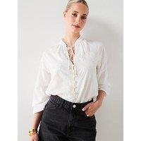 Mango Floral Embroidered Blouse With Bow