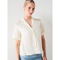 Mango Short Sleeve Lyocell Shirt - Cream