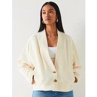 Mango Cotton-Blend Oversize Design Button Fastening Bomber