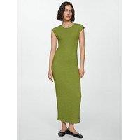 Mango Long Textured Dress - Green