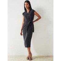 Mango Shirt-Style Short Sleeve Wrap Detail Midi Dress