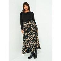 V By Very Curve Pleated Skirt 2 In 1 Midi Dress - Print