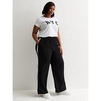 New Look Curves Black Side Stripe Jogger Trouser