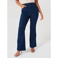 V By Very Curve Pull On Stretch Bootcut Jean - Dark Blue