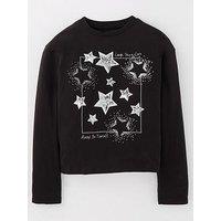 V By Very Girls Star Single T-Shirt - Black