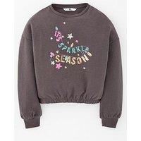 V By Very Girls Christmas Sparkle Season Sweatshirt - Black