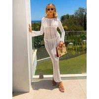 In The Style Perrie Sian White Crochet Midaxi Dress