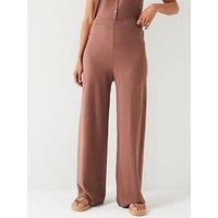 In The Style Knitted Wide Leg Trousers Co-Ord - Brown